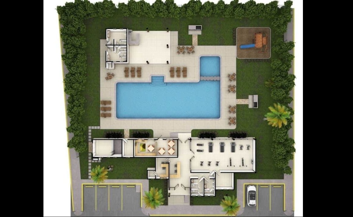 Club house floor plan with a pool at Real Amalfi