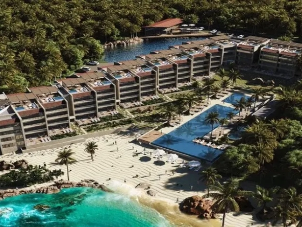 Aerial View Brhiza del Mar Puerto Morelos.