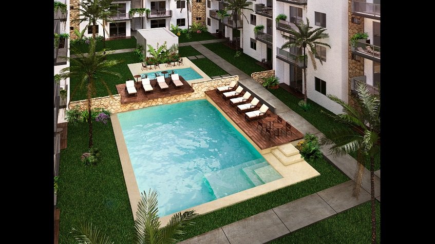 Kids and adult pool in the middle of condominium residential at Lu'xia Residencial