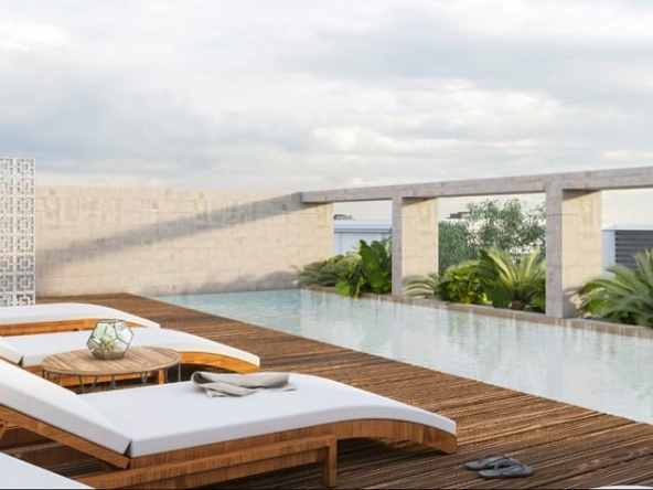 Swimming pool with sundeck at Torre Tierra Urban Condos