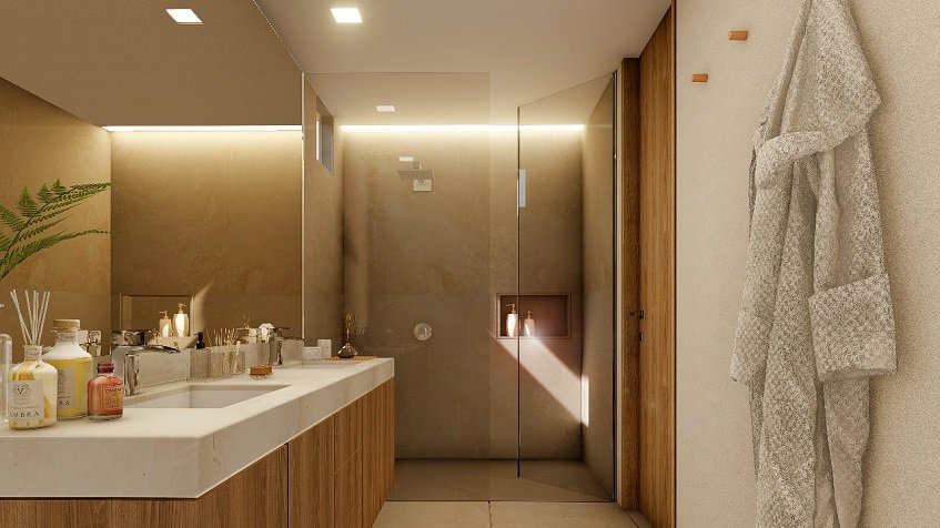 Bathroom with shower cabin at Alba Marina