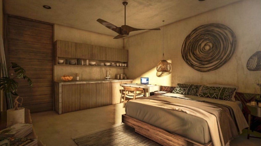 Large studio with king size bed and kitchen at Ophelia Tulum