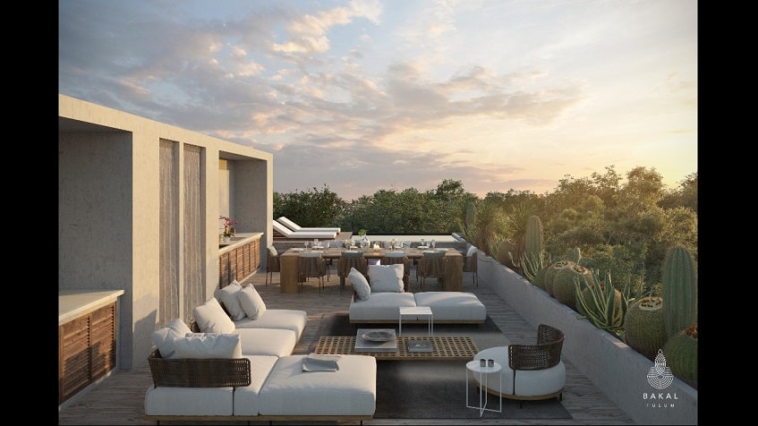 Rooftop lounge area and view for the jungle at Bakal Tulum