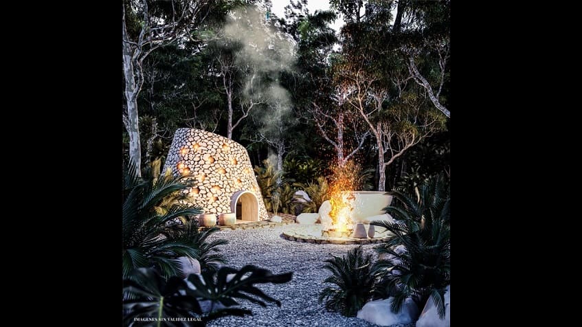 Temazcal in front of the fire pit at Kuyabeh Tulum