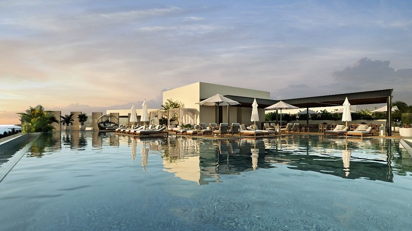 Extra large rooftop pool and sundeck at Marila
