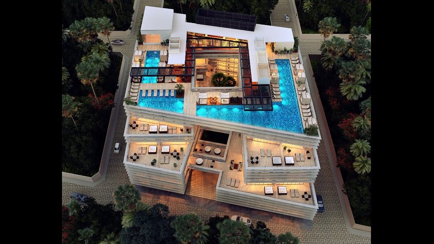 Rooftop view of Residential Building with swimming pool and private terraces at Singular Dream Residence Hotel