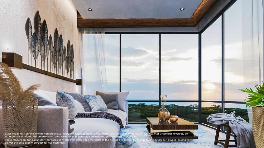 Glass room and sunset view at Solemn Ocean Living