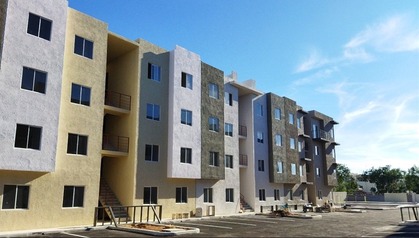 Three colour residential building facade at Alcala Condos