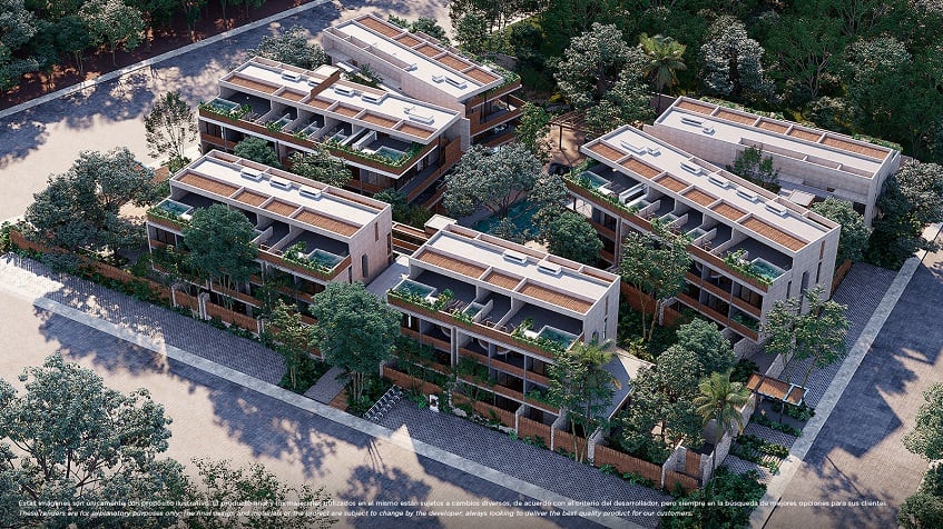 Condominium residential with five buildings surrounded by nature at Nativa Tulum