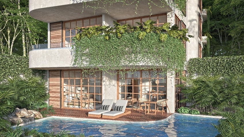 Residential building in the garden and pool at Muki Tulum