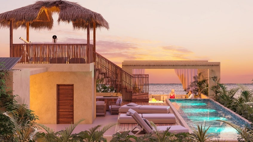 Double rooftop with a pool, ocean view terrace and telescope at Caribique Playa del Carmen