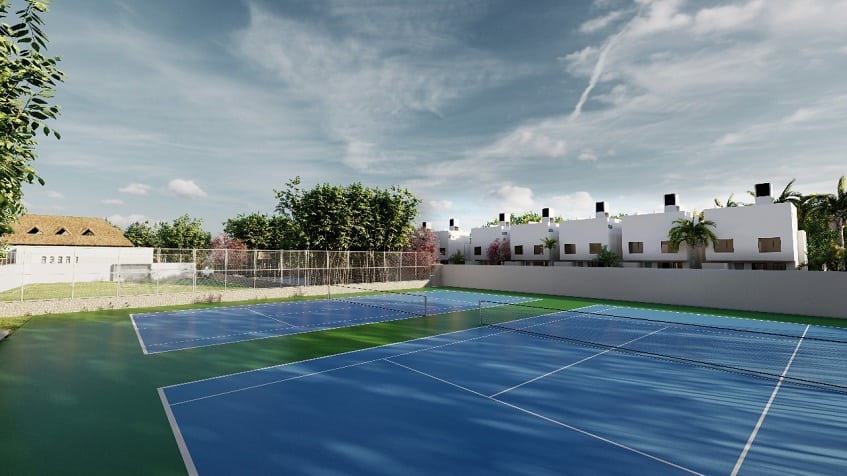 Two tennis courts next to the residential area at Bali at Riviera Maya