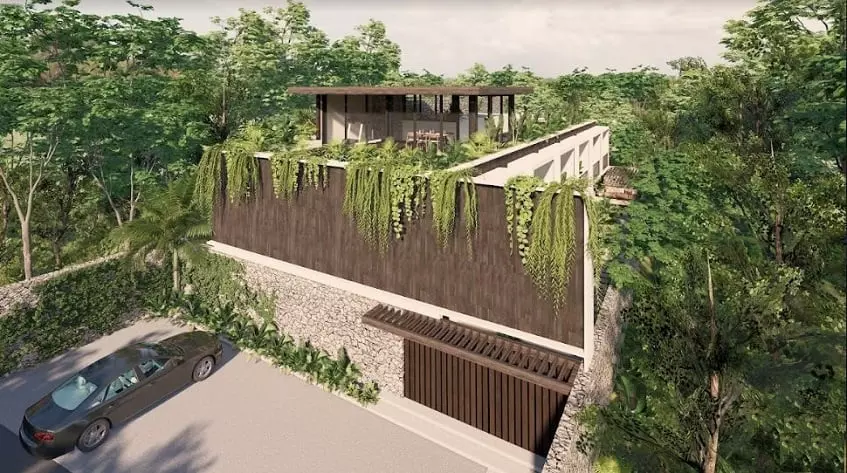 Residential building with a rooftop and pergola at Sands Tulum