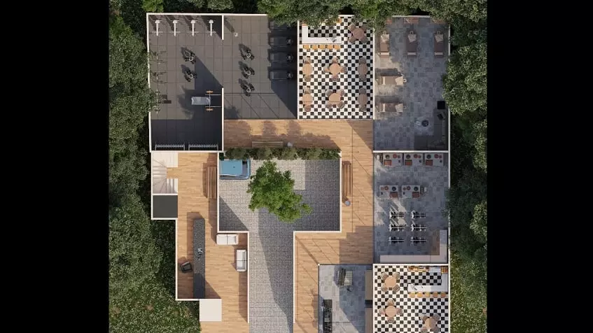 Residential building floor plan with a gym and common area at Isabella Condos