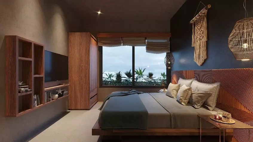 Bedroom with a king size bed and closet at Kateen Tulum