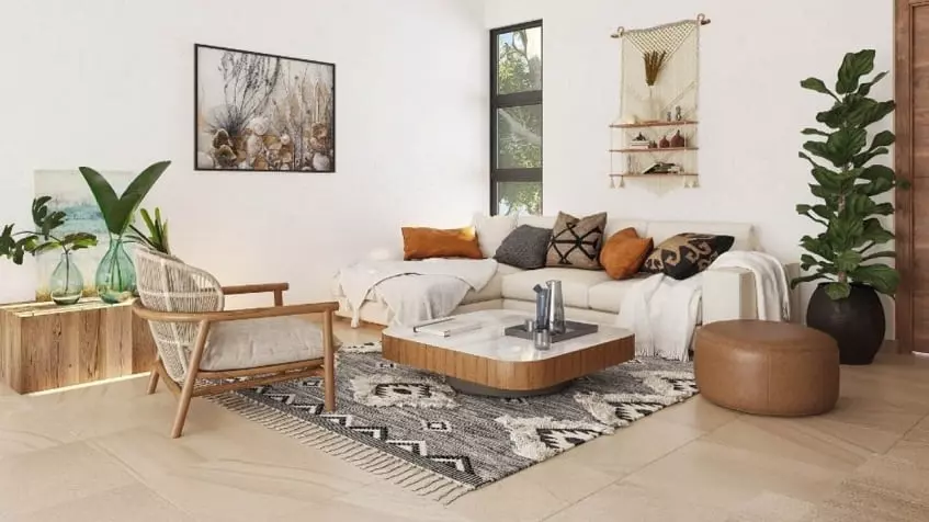 Living room with a sofa corner and coffee table at Selvanova Playa del Carmen
