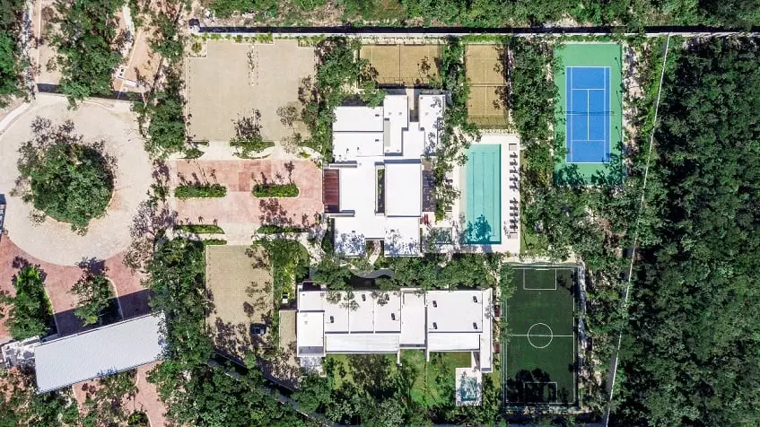 Daytime aerial view of playgrounds in Villas Naranjo Playa del Carmen