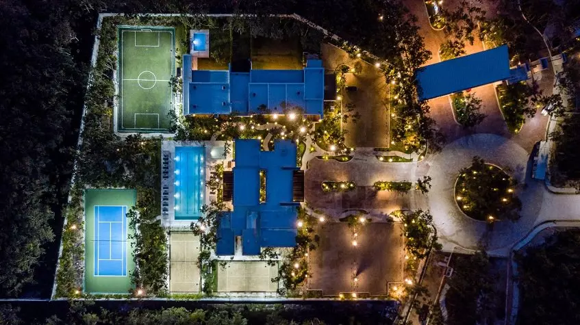 Aerial view of playgrounds in Villas Naranjo Playa del Carmen
