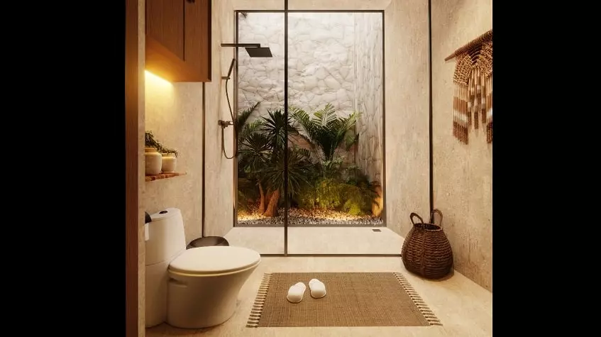 A bathroom with a toilet and a shower at Hunab Ku Tulum