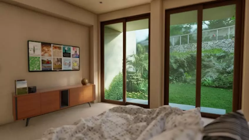 A ground floor bedroom with garden views in Laurel Cozumel