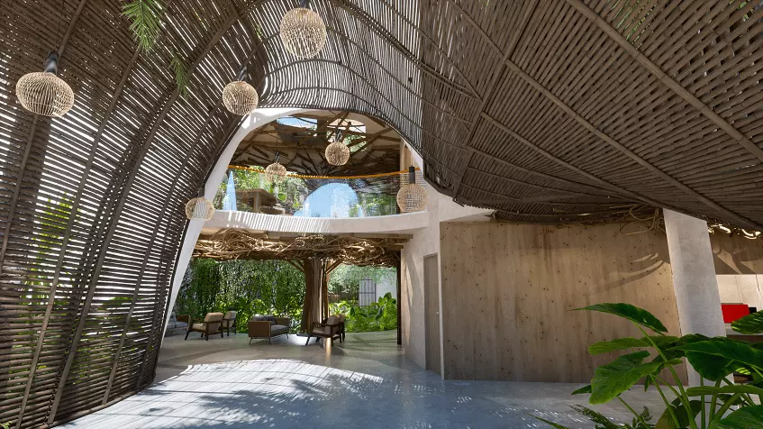 Access hallway to a reception in Tson Tulum