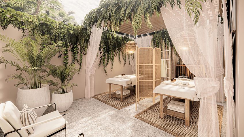 An open Spa area at Hygge Tulum