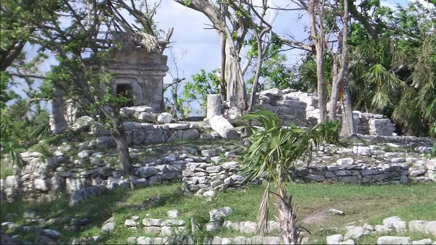 Some Mayan ruins in the Archaeological Zone of Playacar at Vi-ha 36 Playacar