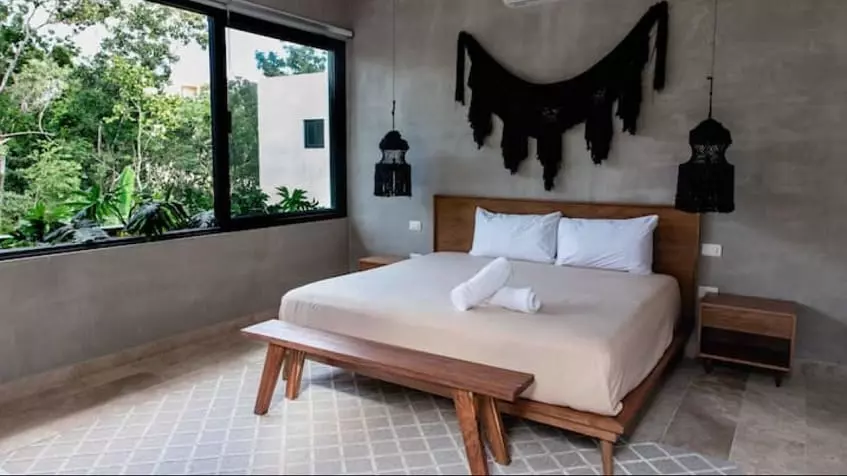 One bedroom with garden view at Villa Alquimia Tulum