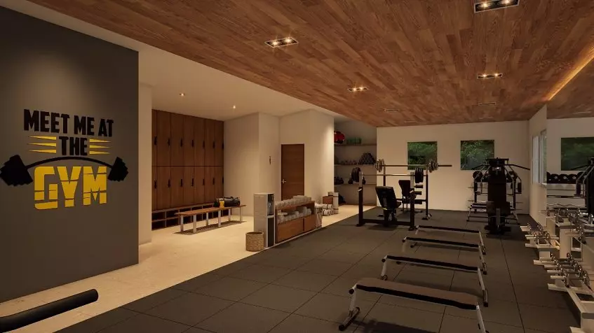 Gym room with weights and exercise tools at Puerto Aqua Puerto Aventuras