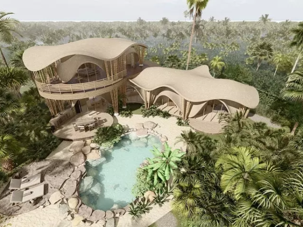 Residential area with a pool in the jungle at Green Dream Tulum