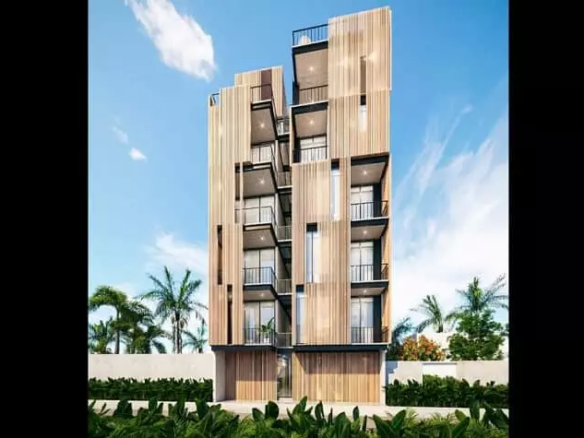 Facade of a 5-level building in Torre 42