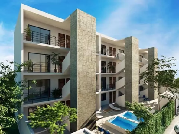 Facade of apartments with jungle around at Zek Tulum