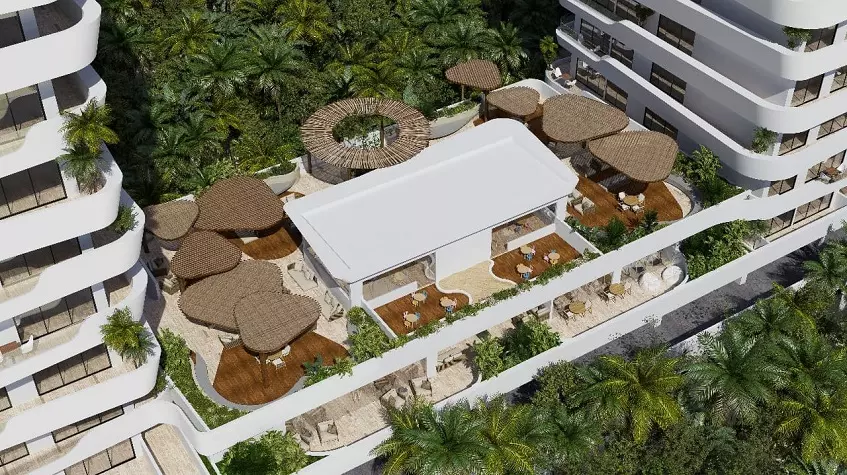 Aerial view of the rooftop at Mar Bella Cancun