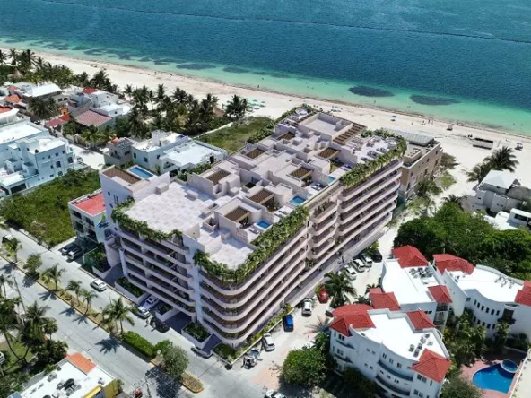 Aerial view of buildings facing the sea at Sole Blu