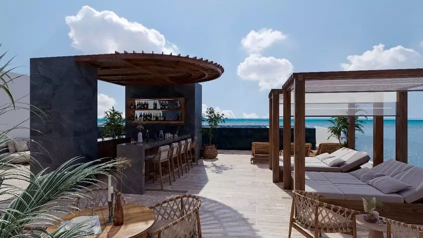 Rooftop with an ocean view at Mara Bella Cancun