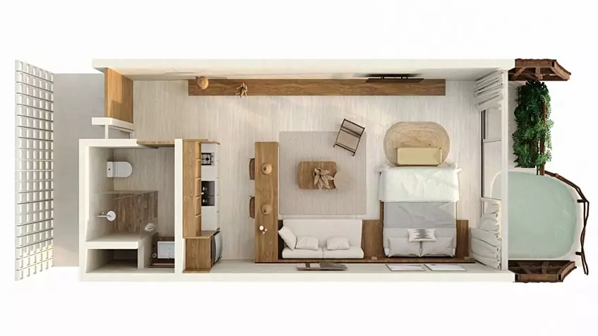 An Architectural Plan of an apartment in Grand Selva Tulum
