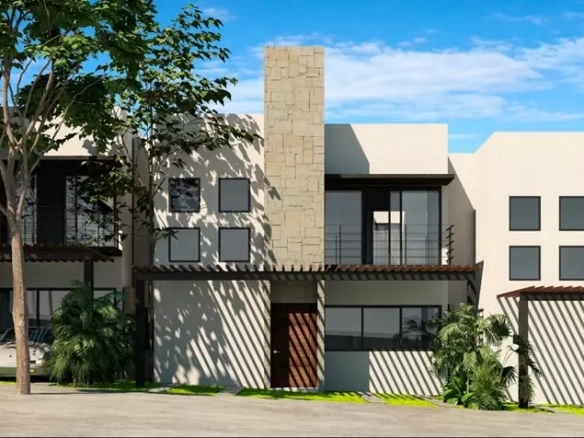 Facade of 3 houses of 2 levels and parking in Muk Village