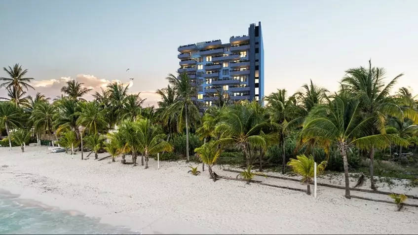 A beachfront building at Dharana Tower Cancun