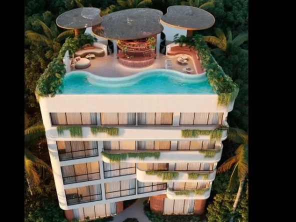 aerial view facade the curve tulum - Plalla Real Estate
