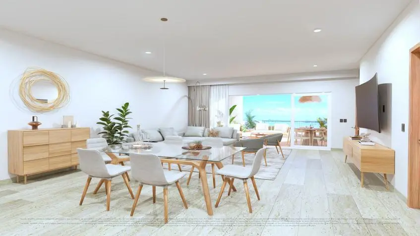Living Room with Terrace View Villalta Laguna Cancun