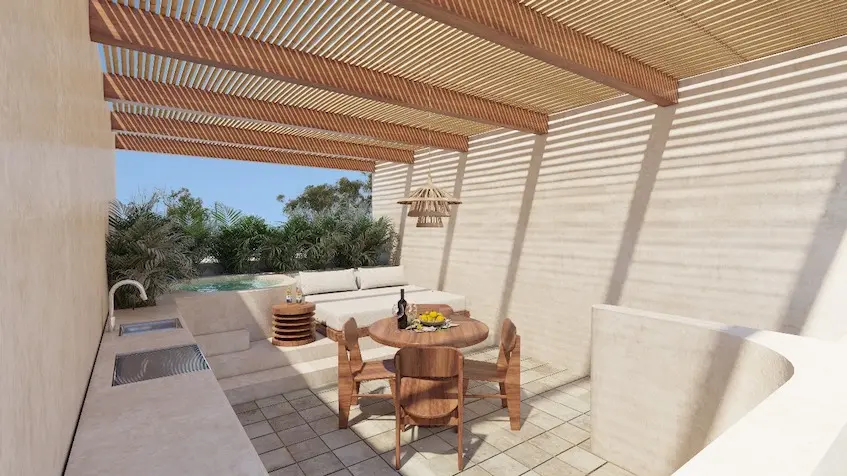 A penthouse with rooftop in Bolera Temozon Norte Merida