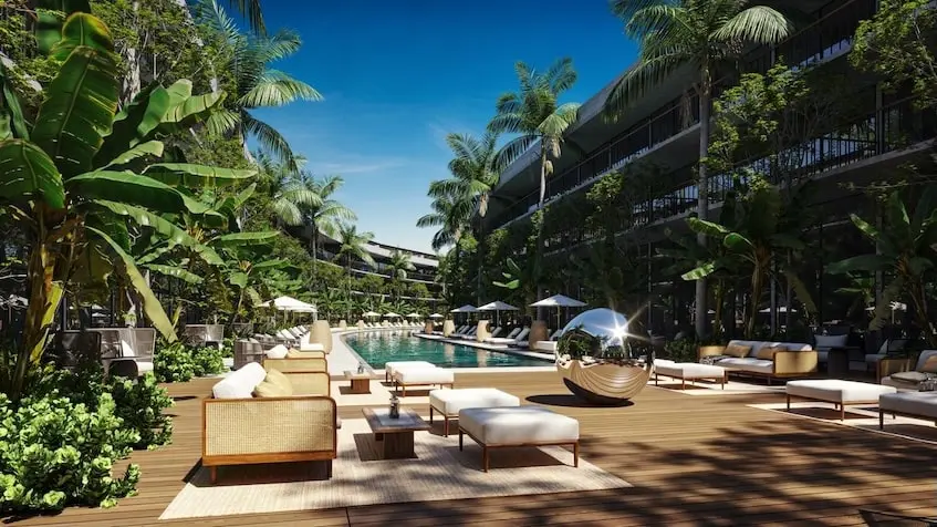 Pool and beds in Legaby By Awa Playacar