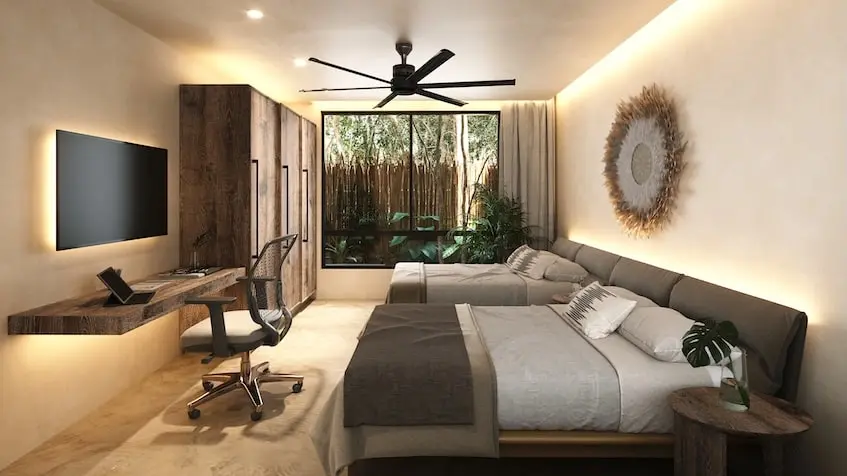 Interior Double bed in Talari Tulum