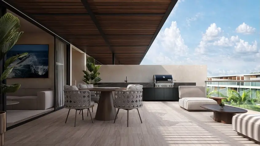 A rooftop with terrace and grill in Legacy By Awa Playacar