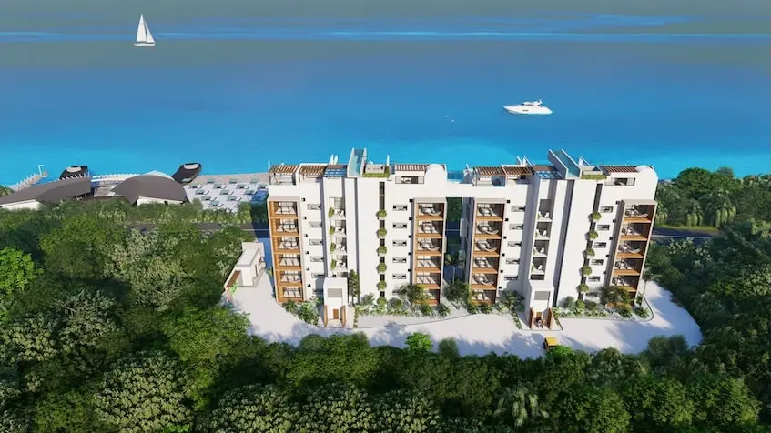 Rear Facade Aerial View Existence Cozumel