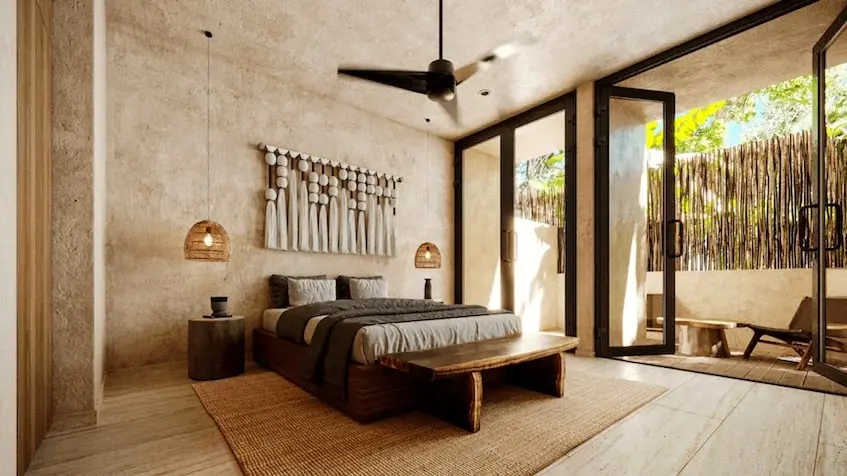 Interior bedroom in Baktun Tulum