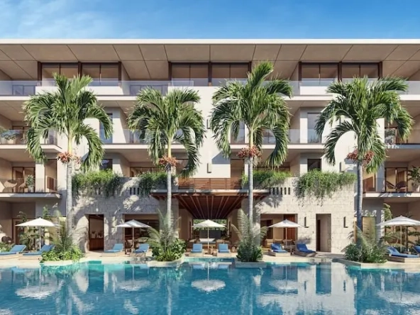 Rear Facade with Pool in Oceanna Residences Playa del Carmen