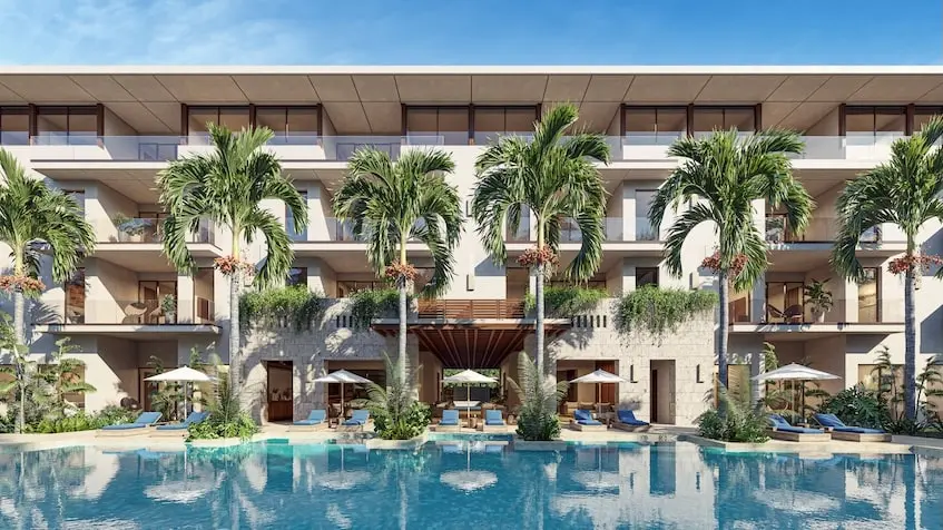 Rear Facade with Pool in Oceanna Residences Playa del Carmen