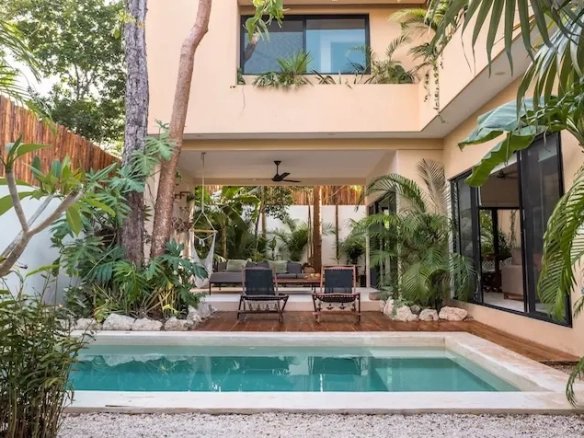 Rear View with Pool in Villa Aguamarina Tulum
