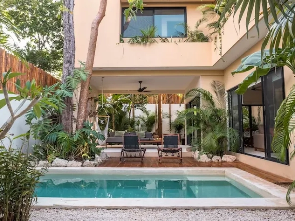 Rear View with Pool in Villa Aguamarina Tulum
